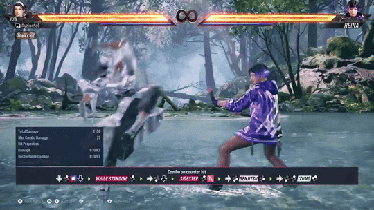 Jun Kazama counter hit combo while rising