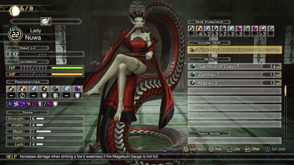 Nuwa Tokyo Diet building stats and abilities
