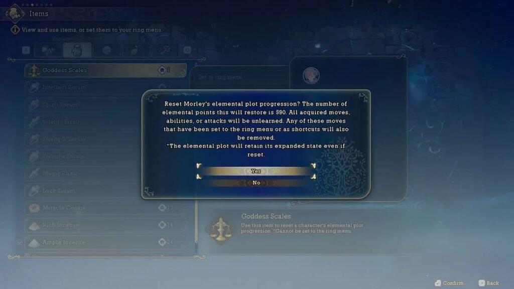 Character Respec in Visions of Mana
