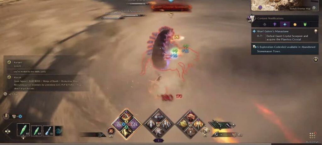 Facing off against the Crystal Scorpions