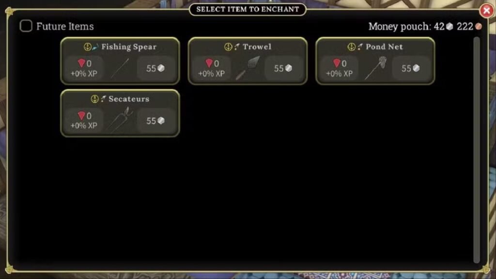 Enchantng Foraging equipment