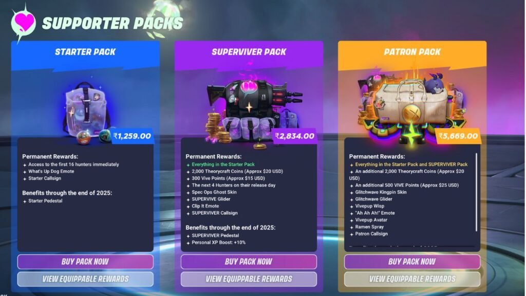 Supporter packs in Supervive