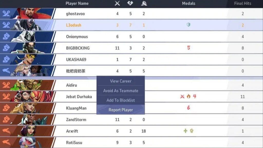 Reporting player in-game