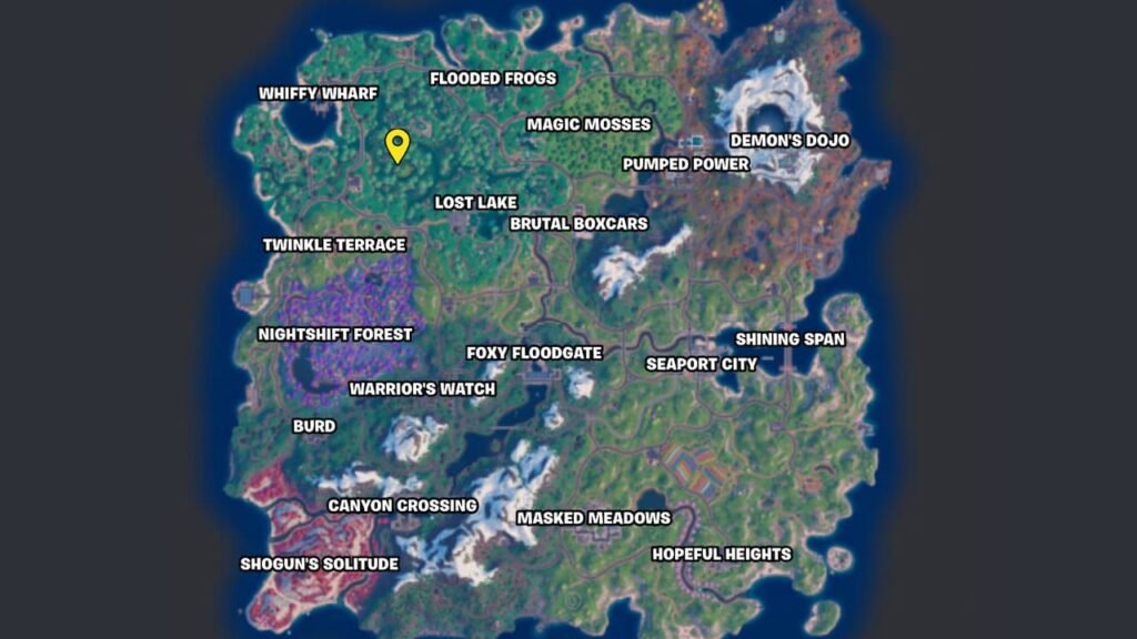 Fortnite map with giant turtle location