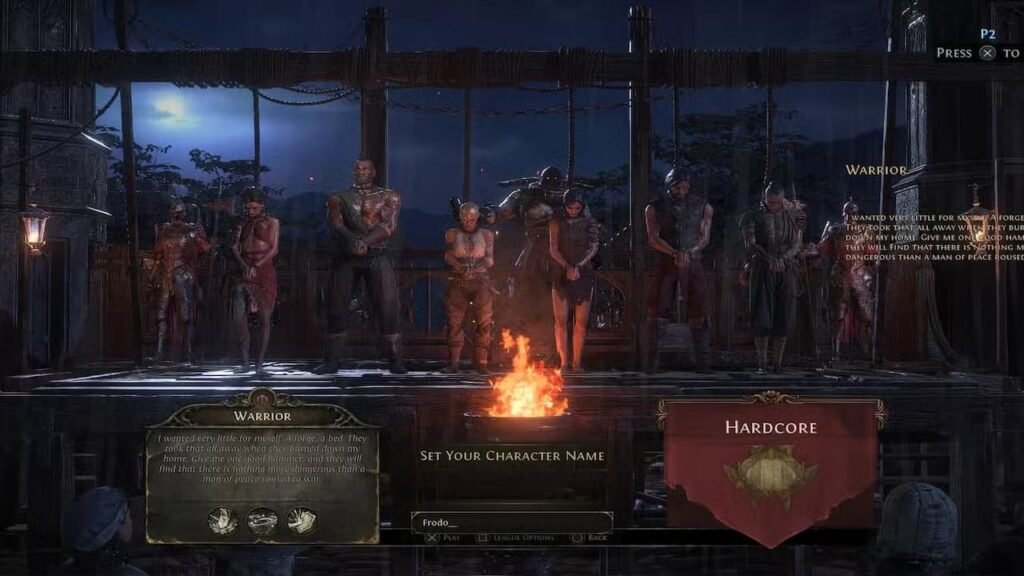 character select in poe 2