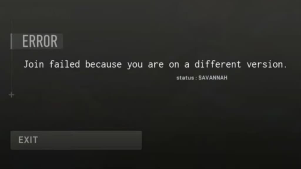 BO6 failed to join because of different version Savannah error