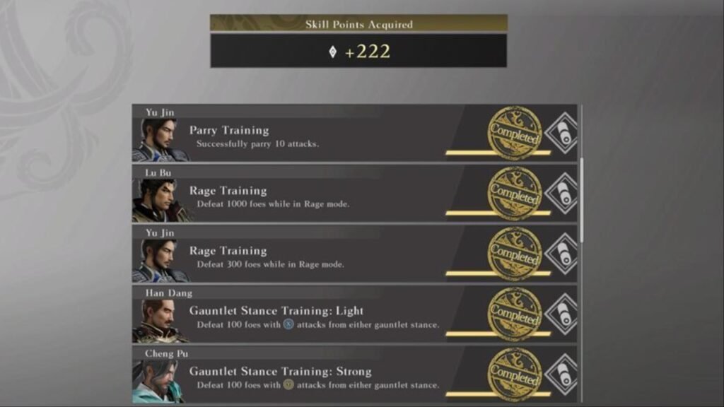 Obtaining Skill Points in Dynasty Warriors Origins