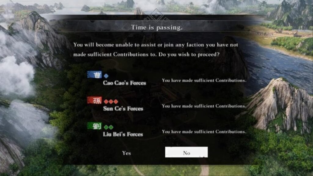 Picking factions in Dynasty Warriors Origins