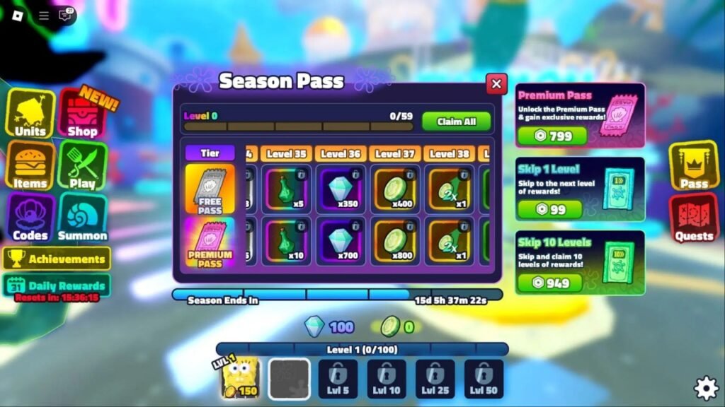 SpongeBob Tower Defense Update 2 Seaspon Pass