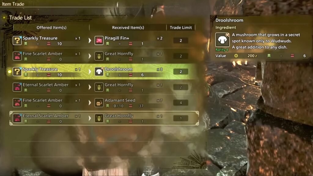 Tribe Trading for cooking ingredients Monster Hunter Wilds