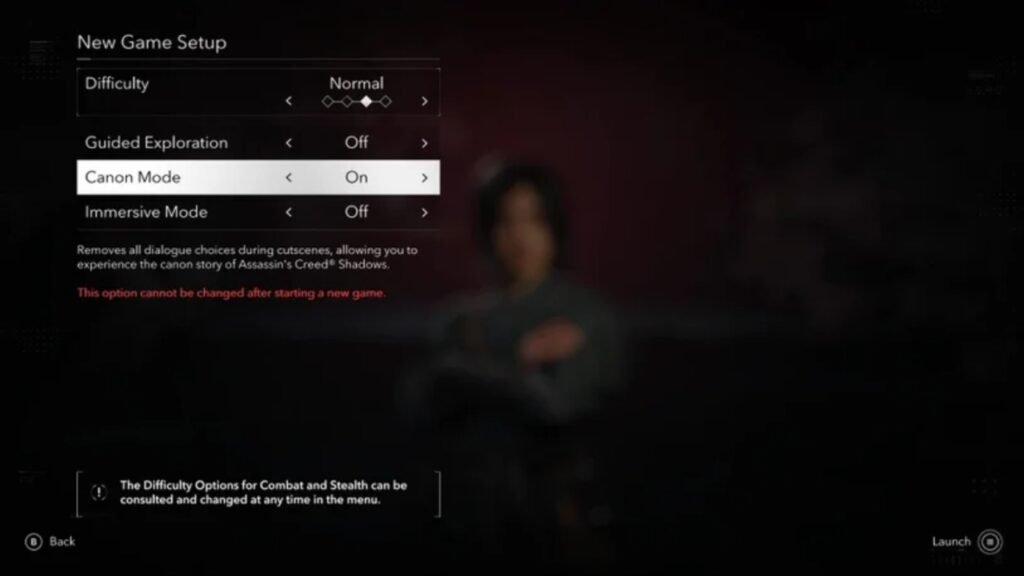 Canon and Immersive modes in Assassin's Creed Shadows