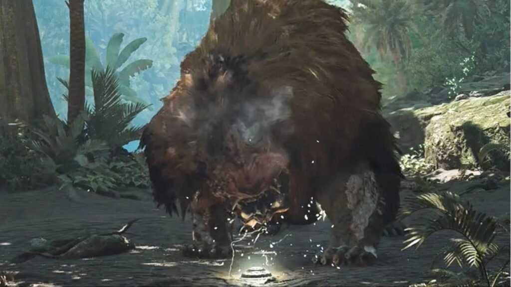 Capturing a Doshaguma in Monster Hunter Wilds