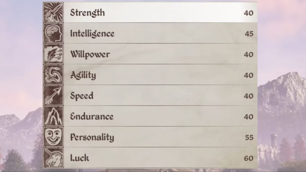 Attributes in Elder Scrolls Oblivion Remastered