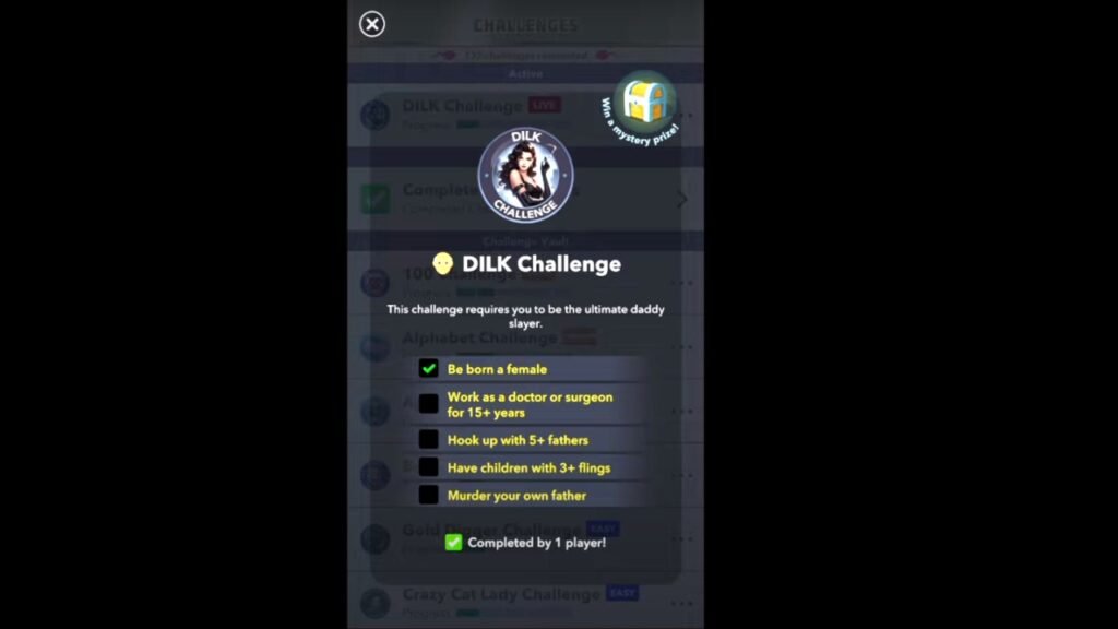 BitLife Dilk challenge objectives