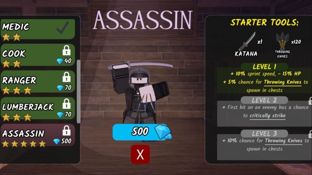 Assassin Class in 99 Nights in the Forest