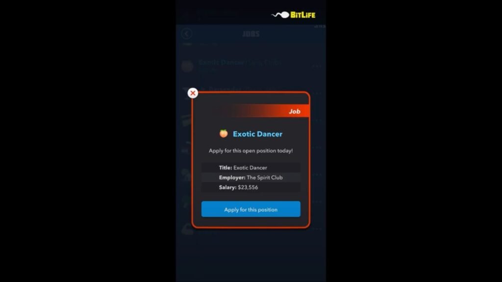 Becoming Exotic Dancer in BitLife