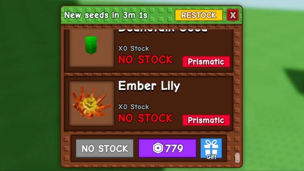 Buying Ember Lily in Grow A Garden