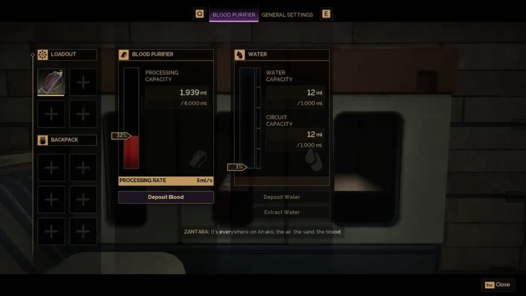 Blood Purifier working in Dune Awakening