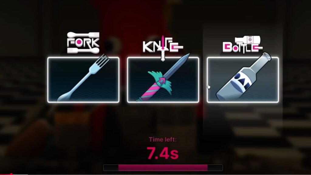 Picking a weapon in the The Last Dinner secret game mode in Ink Game