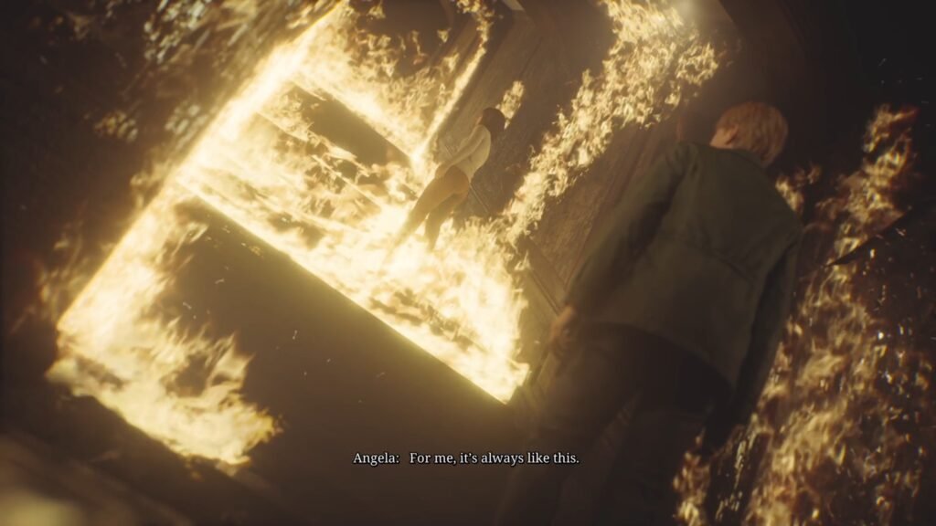 An image of the stairway scene with Angela.