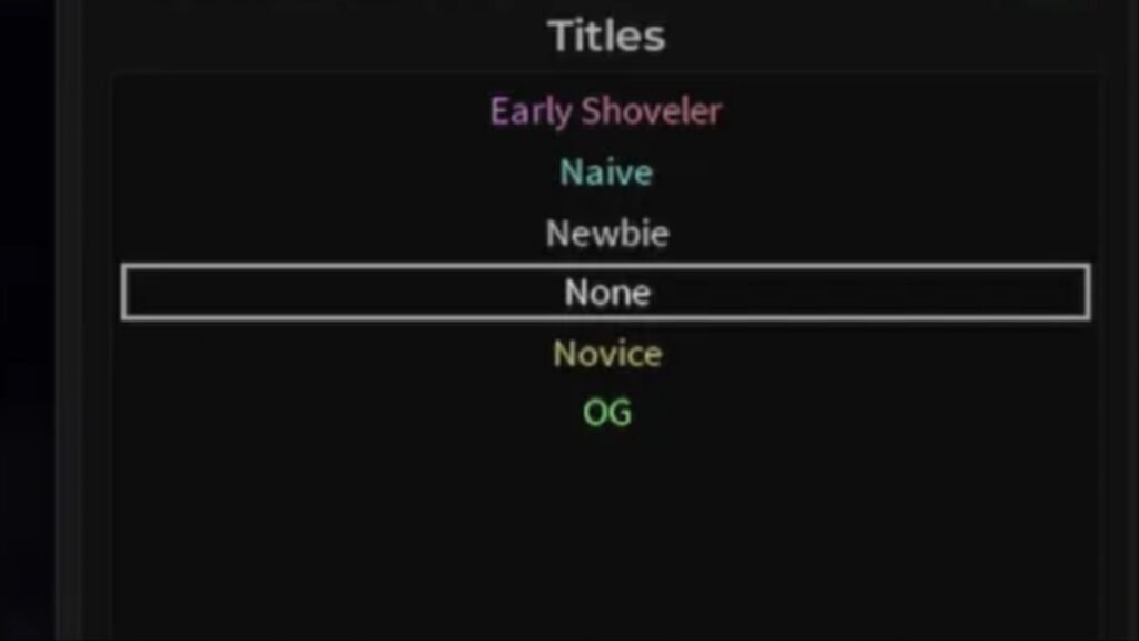Titles in Roblox Dig