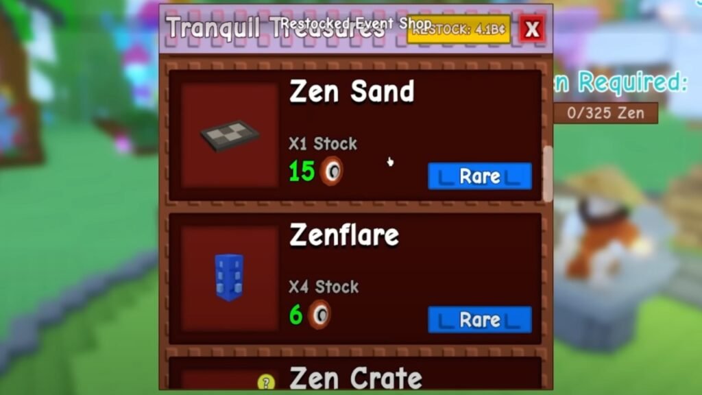 Zen Shop items in Grow A Garden