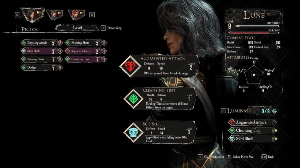 An image from character customization menu