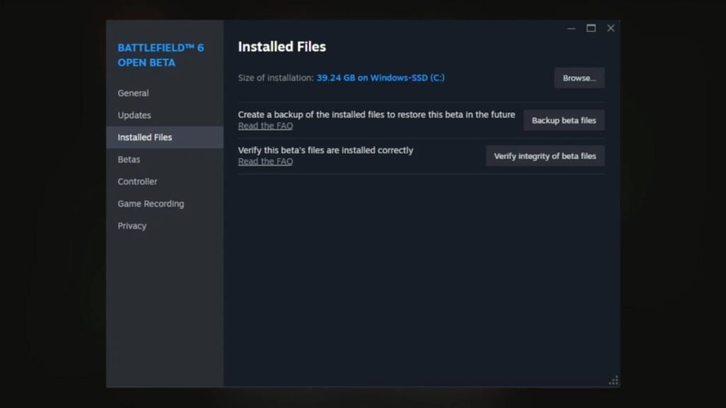Verifying BF6 File Integrity