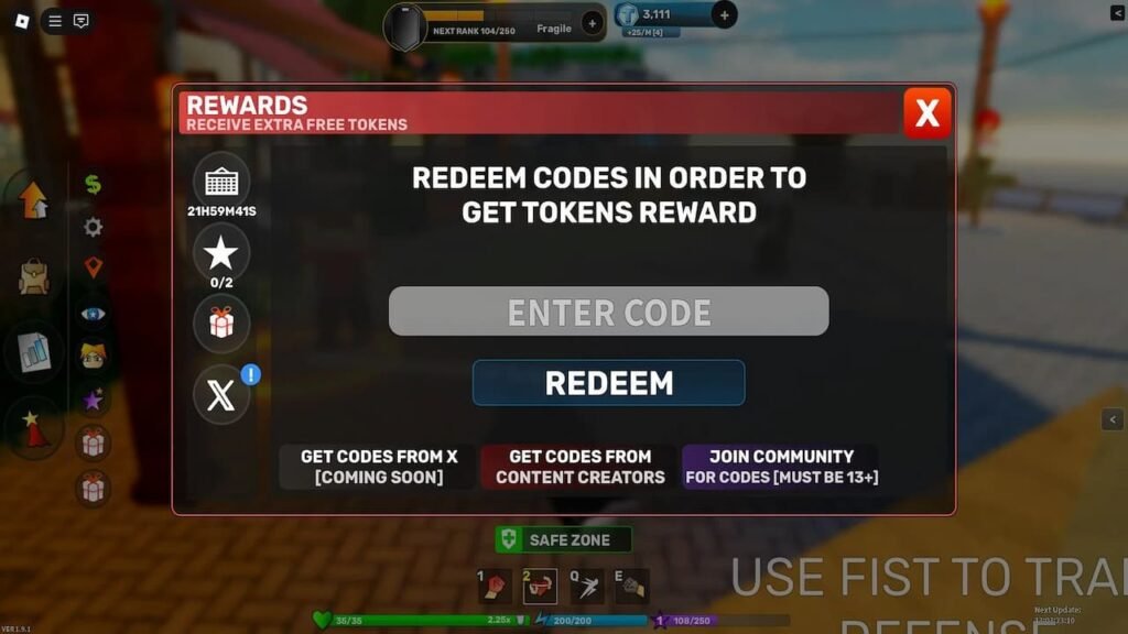 code entry screen