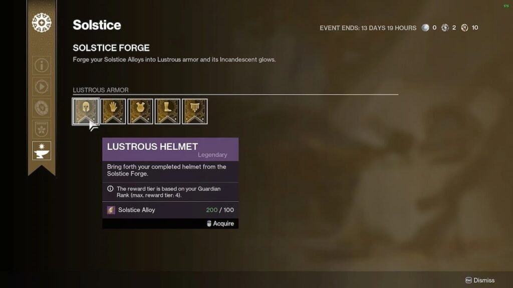 The solstice armor focusing option in Destiny 2
