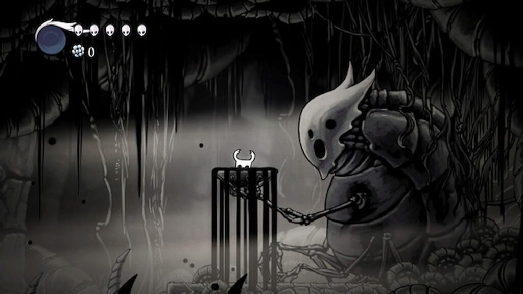 An image from the abyss in Hollow knight.