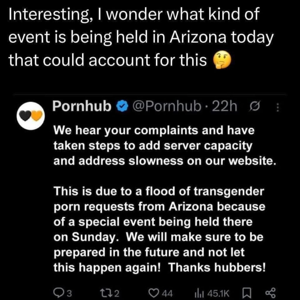 A post circulating suggests suggesting that Charlie Kirk’s funeral attendees crashed the servers of PornHub