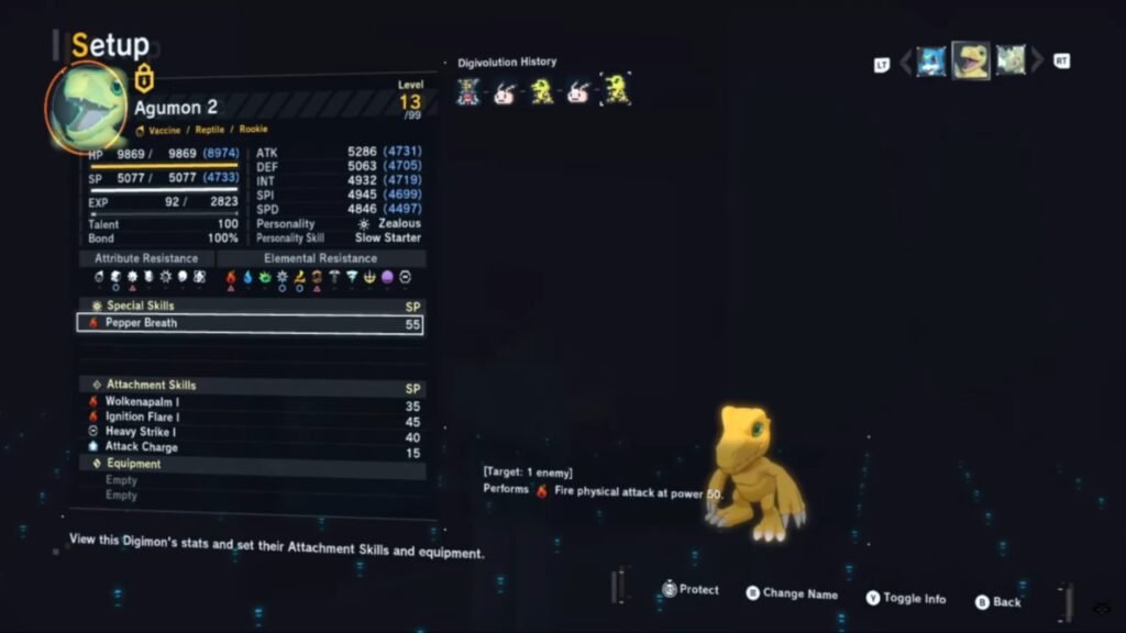 Agumon in Digimon Story Time Stranger