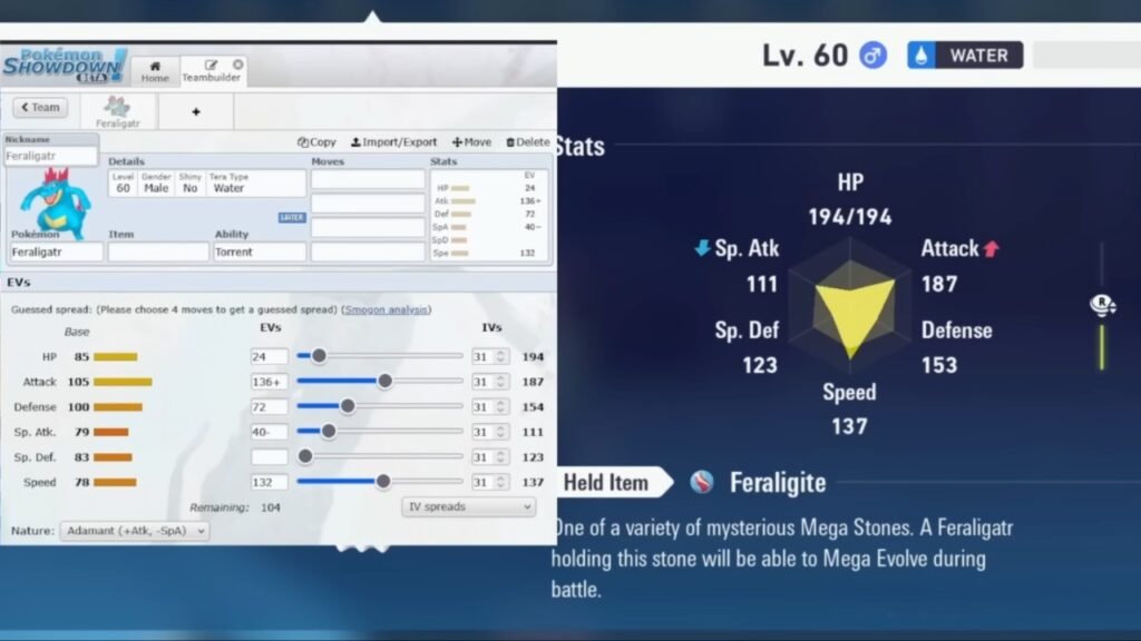 Feraligator EVs in Pokemon Legends Z-A