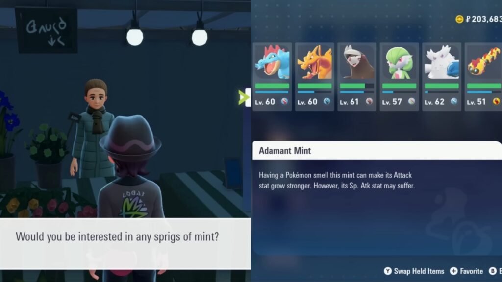 Using Mint to change Pokemon nature in Legends Z-A