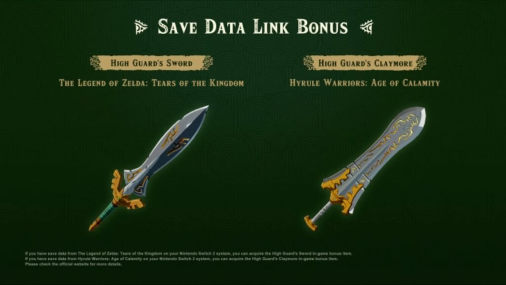 Linking save data bonuses in Hyrule Warriors Age of Imprisonment
