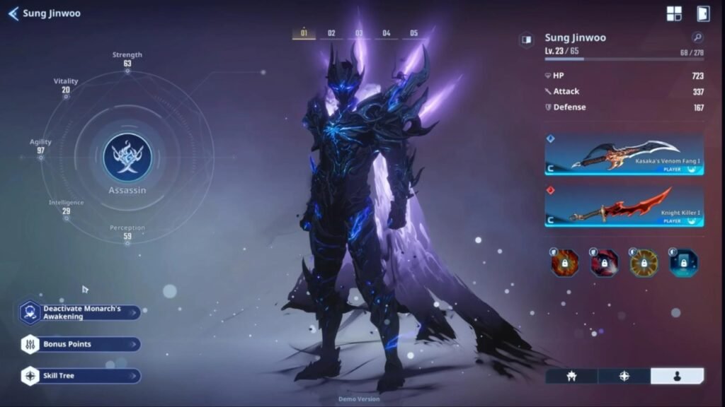 Sung Jinwoon stats and build