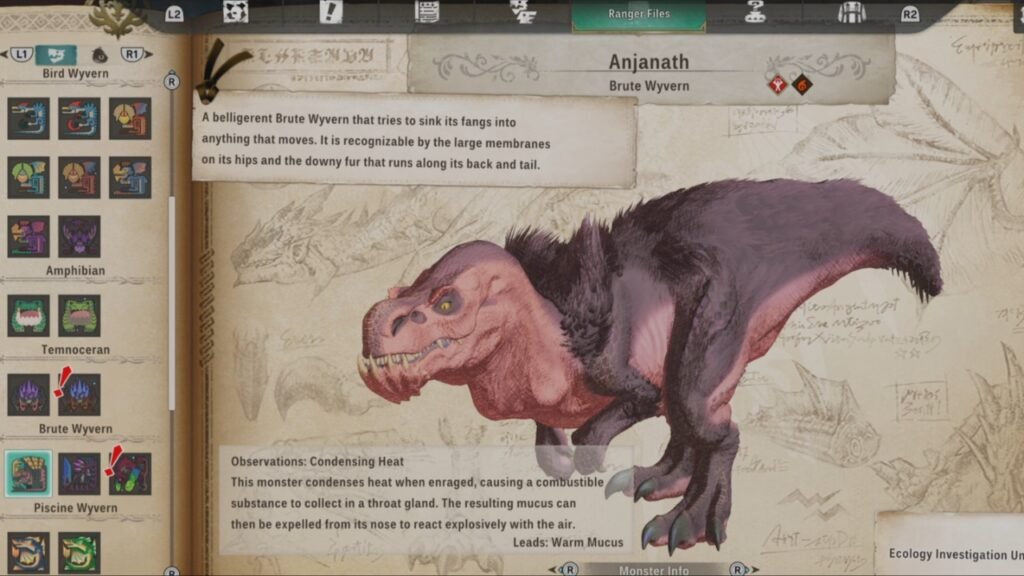 Anjanath in Monstiepedia