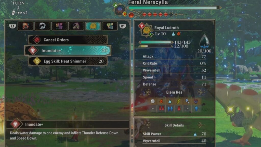 Royal Ludroth's Inundate+ move in Monster Hunter Stories 3