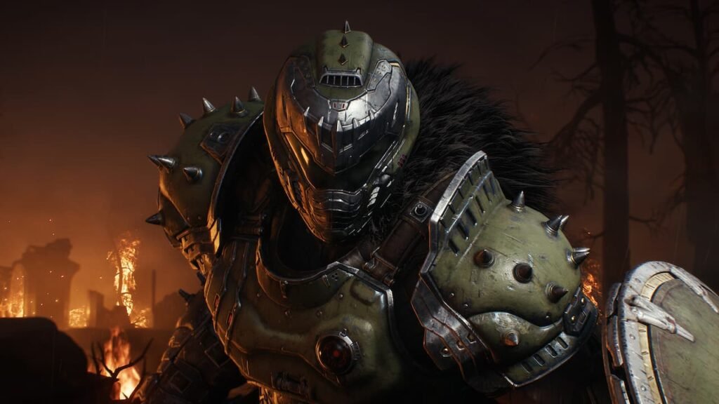 Doom Guy wearing a cape